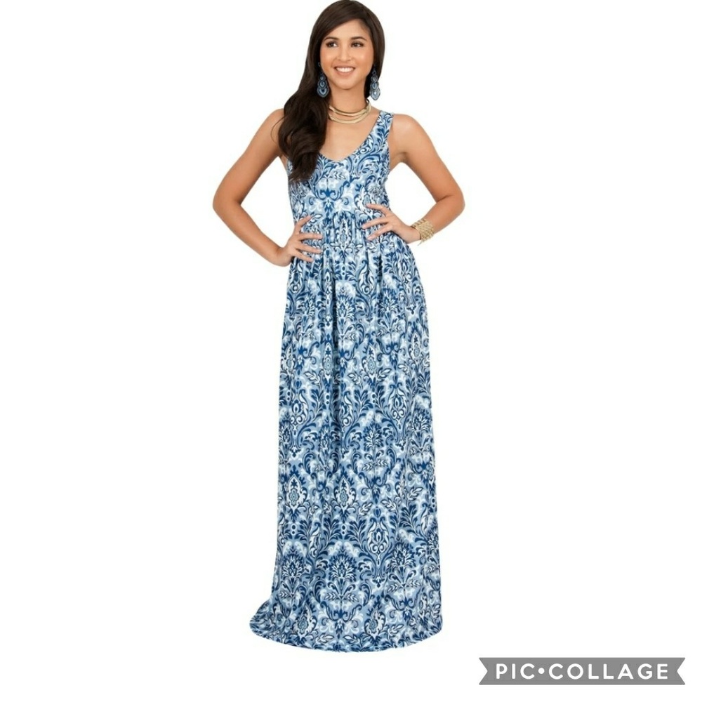 Sleeveless Printed Summer Sun Maxi Dress